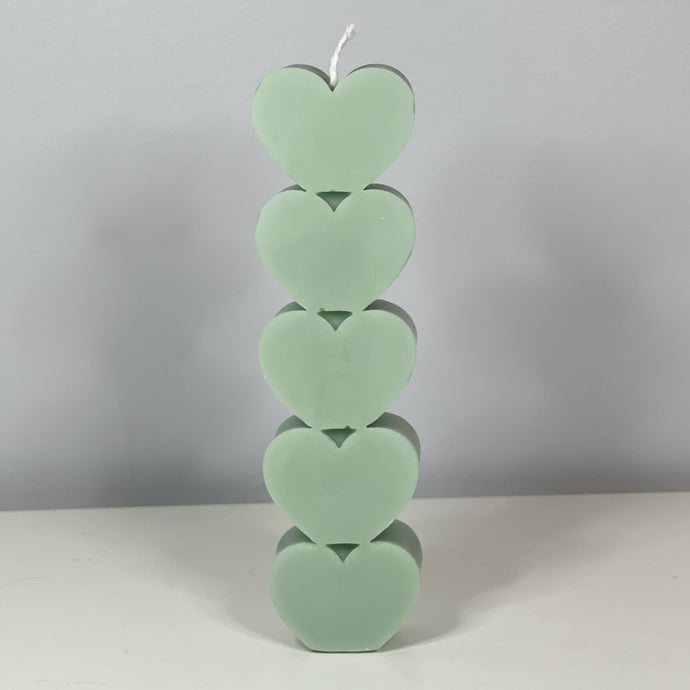 green heart stack candle